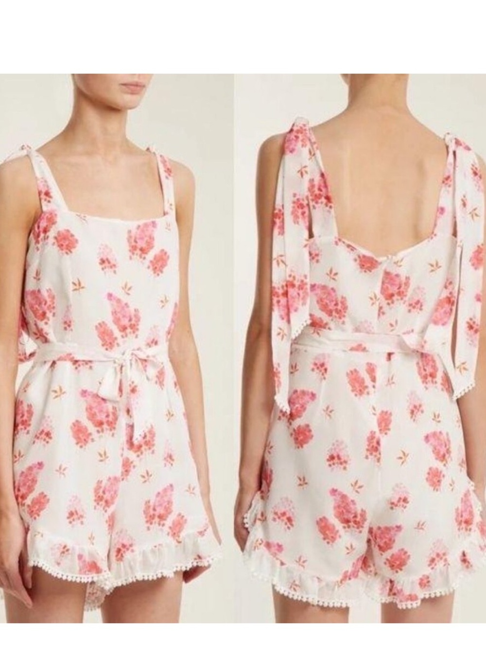 Athena procopiou silk Pink Floral Tie-Shoulder Romper size 1 /M